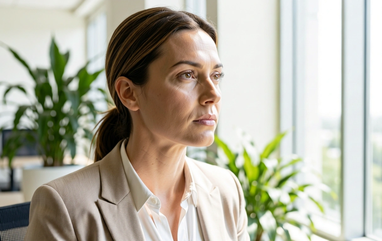Professional woman focusing on eye wellness